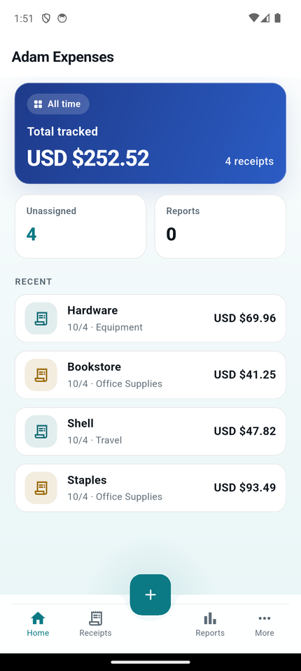 Home — totals by currency